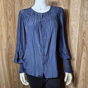 $345 Ramy Brook Women's Blue Theo Button-Up Long Sleeve Shirt Blouse Top Size S.